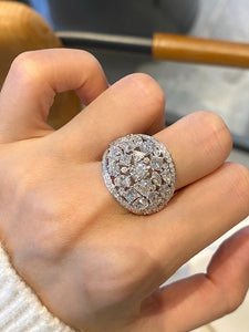 LUOWEND 18K White Gold Natural Diamond Ring for Women