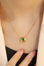 Load image into Gallery viewer, LUOWEND 18K Yellow Gold Real Natural Diamond&amp;Emerald Necklace for Women
