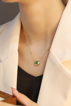 Load image into Gallery viewer, LUOWEND 18K Yellow Gold Real Natural Diamond&amp;Emerald Necklace for Women
