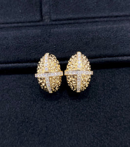 LUOWEND 18K Yellow Gold Nartural Diamond Earrings for Women