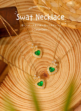 Load image into Gallery viewer, LUOWEND 18K Yellow Gold Real Natural Emerald Necklace for Women
