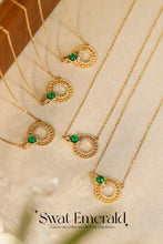 Load image into Gallery viewer, LUOWEND 18K Yellow Gold Real Natural Emerald Bracelet and Necklace for Women
