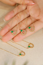 Load image into Gallery viewer, LUOWEND 18K Yellow Gold Real Natural Emerald Bracelet and Necklace for Women

