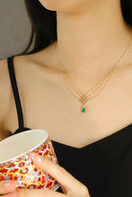 Load image into Gallery viewer, LUOWEND 18K Yellow Gold Real Natural Emerald and Diamond Gemstone Necklace for Women
