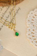 Load image into Gallery viewer, LUOWEND 18K Yellow Gold Real Natural Emerald and Diamond Gemstone Necklace for Women
