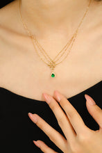 Load image into Gallery viewer, LUOWEND 18K Yellow Gold Real Natural Emerald and Diamond Gemstone Necklace for Women
