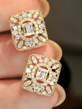Load image into Gallery viewer, LUOWEND 18K White/Yellow Gold Real Natural Diamond Earrings for Women
