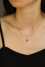 Load image into Gallery viewer, LUOWEND 18K White Gold Real Natural Emerald Necklace for Women
