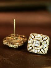 Load image into Gallery viewer, LUOWEND 18K White/Yellow Gold Real Natural Diamond Earrings for Women
