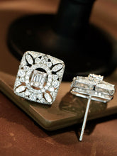 Load image into Gallery viewer, LUOWEND 18K White/Yellow Gold Real Natural Diamond Earrings for Women

