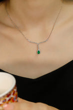 Load image into Gallery viewer, LUOWEND 18K White Gold Real Natural Emerald Necklace for Women
