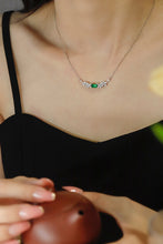 Load image into Gallery viewer, LUOWEND 18K White Gold Real Natural Emerald Necklace for Women
