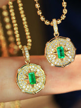 Load image into Gallery viewer, LUOWEND 18K Yellow Gold Natural Emerald Pendant for Women
