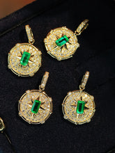 Load image into Gallery viewer, LUOWEND 18K Yellow Gold Natural Emerald Pendant for Women
