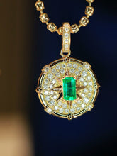 Load image into Gallery viewer, LUOWEND 18K Yellow Gold Natural Emerald Pendant for Women
