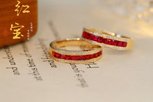 Load image into Gallery viewer, LUOWEND 18K Yellow Gold Real Natural Ruby Ring for Women
