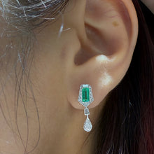 Load image into Gallery viewer, LUOWEND 18K White Gold Natural Emerald Earrings for Women
