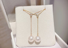 Load image into Gallery viewer, LUOWEND 18K Rose or Yellow Gold Real Natural Diamond and Pearl Necklace for Women
