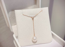 Load image into Gallery viewer, LUOWEND 18K Rose or Yellow Gold Real Natural Diamond and Pearl Necklace for Women
