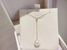 Load image into Gallery viewer, LUOWEND 18K Rose or Yellow Gold Real Natural Diamond and Pearl Necklace for Women
