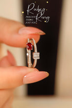 Load image into Gallery viewer, LUOWEND 18K White Gold Real Natural Ruby Ring for Women
