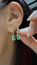 Load image into Gallery viewer, LUOWEND 18K Yellow Gold Natural Emerald Earrings for Women

