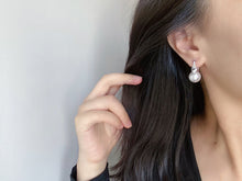 Load image into Gallery viewer, LUOWEND 18K White Gold Australian Pearl Hoop Earrings for Women
