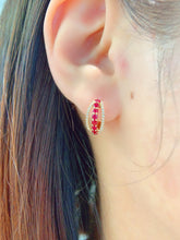Load image into Gallery viewer, LUOWEND 18K Yellow Gold Fine Jewelry Natural Ruby Earrings for Women
