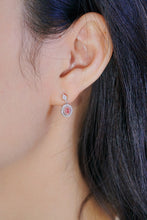 Load image into Gallery viewer, LUOWEND 18K White Gold Natural Pink Diamond Earrings for Women
