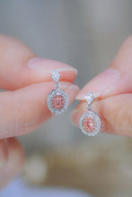 Load image into Gallery viewer, LUOWEND 18K White Gold Natural Pink Diamond Earrings for Women
