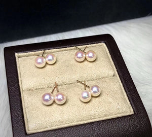LUOWEND 18K White Gold Real Natural Akoya Pearl Earrings for Women