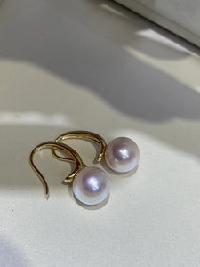 18K Yellow Gold Akoya Pearl Hoop Earrings for Women