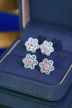 Load image into Gallery viewer, LUOWEND 18K White Gold Natural Pink Diamond Earrings for Women
