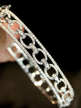 Load image into Gallery viewer, LUOWEND 18K White Gold Real Natural Diamond Bangle for Women
