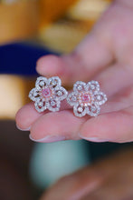 Load image into Gallery viewer, LUOWEND 18K White Gold Natural Pink Diamond Earrings for Women
