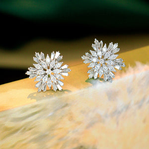 LUOWEND 18k White Gold Natural Diamond Earrings for Women