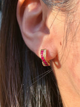 Load image into Gallery viewer, LUOWEND 18K Yellow Gold Fine Jewelry Natural Ruby Earrings for Women
