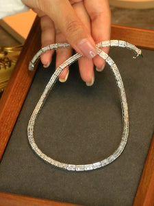 LUOWEND 18K White Gold Natural Diamond Necklace for Women