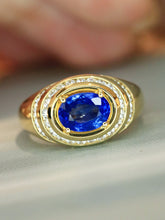 Load image into Gallery viewer, LUOWEND 18K Yellow Gold Fine Jewelry Natural Sapphire Ring for Women
