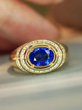 Load image into Gallery viewer, LUOWEND 18K Yellow Gold Fine Jewelry Natural Sapphire Ring for Women

