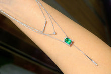 Load image into Gallery viewer, LUOWEND 18K White Gold Natural Emerald Necklace for Women

