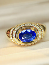 Load image into Gallery viewer, LUOWEND 18K Yellow Gold Fine Jewelry Natural Sapphire Ring for Women
