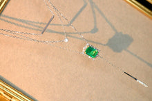 Load image into Gallery viewer, LUOWEND 18K White Gold Natural Emerald Necklace for Women
