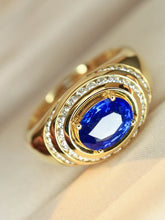 Load image into Gallery viewer, LUOWEND 18K Yellow Gold Fine Jewelry Natural Sapphire Ring for Women
