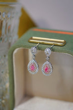 Load image into Gallery viewer, LUOWEND 18K White Gold Natural Pink Diamond Earrings for Women

