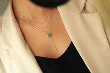 Load image into Gallery viewer, LUOWEND 18K White Gold Natural Emerald Necklace for Women
