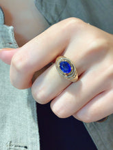 Load image into Gallery viewer, LUOWEND 18K Yellow Gold Fine Jewelry Natural Sapphire Ring for Women
