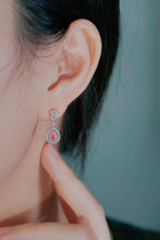 Load image into Gallery viewer, LUOWEND 18K White Gold Natural Pink Diamond Earrings for Women
