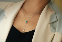 Load image into Gallery viewer, LUOWEND 18K White Gold Natural Emerald Necklace for Women
