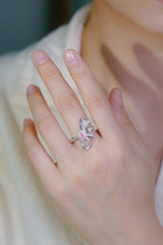 Load image into Gallery viewer, LUOWEND 18K White Gold Natural Pink Diamond Ring for Women
